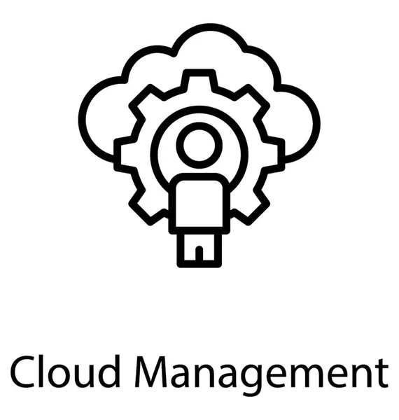 Streszczenie Człowieka Kierowcą Obok Cog Cloud Computing Wyświetlone Chmurze Zarządzanie — Wektor stockowy