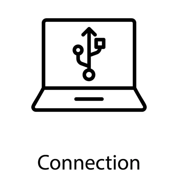 Универсальный Символ Последовательной Шины Экране Ноутбука Usb Подключение Иконки Вектор — стоковый вектор