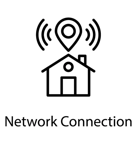 Wifi 信号の家 家のインターネットのアイコン ベクトル — ストックベクタ
