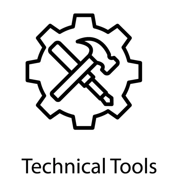 Chave Fenda Chave Fenda Sobre Cogwheel Fazendo Uma Cruz Mostrando —  Vetores de Stock