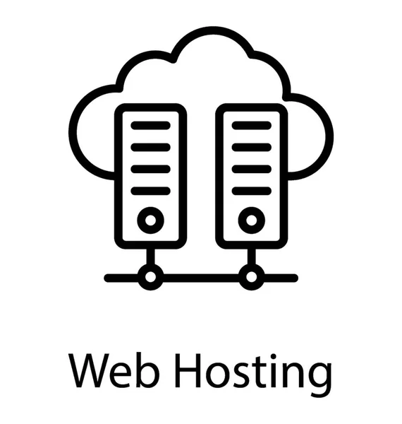 Cloud Computing Mit Serverschrank Über Netzwerk Web Hosting Vektor Symbol — Stockvektor