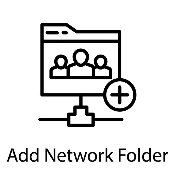 Ein Lokaler Netzwerkfreigabeordner Mit Pluszeichen Das Das Symbol Netzwerkordner Hinzufügen — Stockvektor