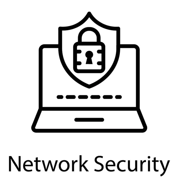 Secure Network Infrastructure Network Protection Line Icon — Stock Vector