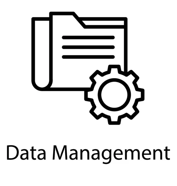 Zahnrad Und Dateiordner Zusammen Definieren Datenmanagement Icon Vektor — Stockvektor