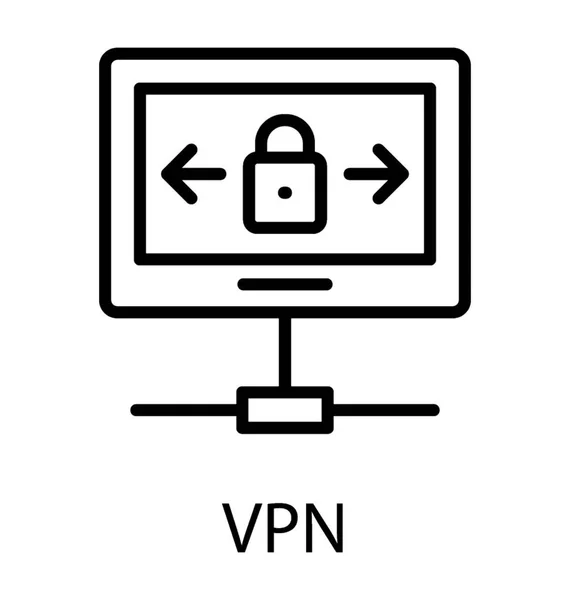 Образ Иконки Вектора Линии Виртуальной Частной Сети — стоковый вектор