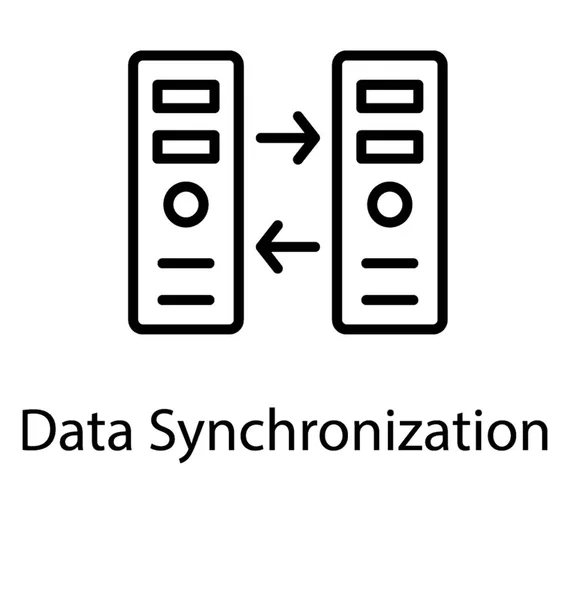 Serveur Mainframe Avec Deux Flèches Connexion Symbolisant Concept Synchronisation Des — Image vectorielle