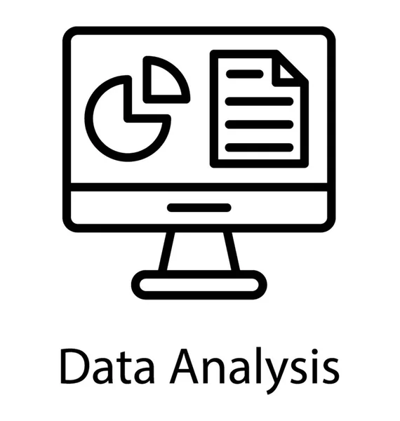 Paper Sheet Pie Chart Monitor Screen Presenting Data Analysis Icon — Stock Vector