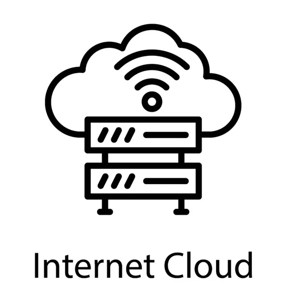 クラウド コンピューティングの Wifi ホット スポットとデータベース サーバー インターネット クラウド アイコン — ストックベクタ
