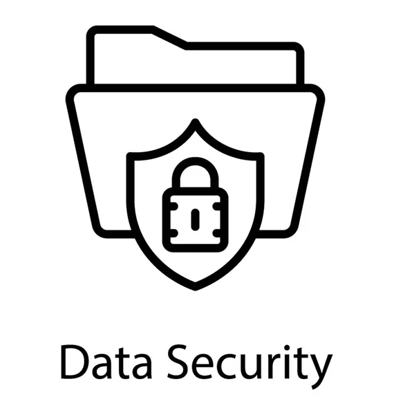 Sköld Med Lock Skylt Över Mappen Visar Data Security Ikonen — Stock vektor