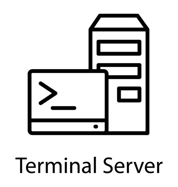Une Conception Icône Ligne Simple Serveur Terminal — Image vectorielle