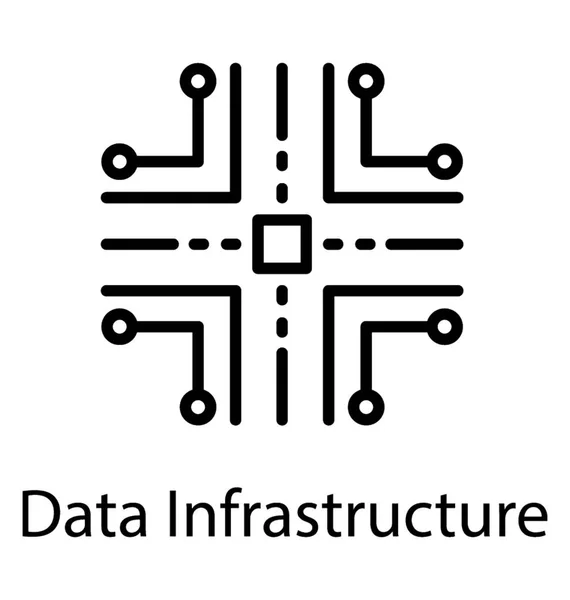 Conceptual Line Icon Image Data Infrastructure — Stock Vector