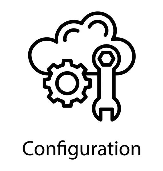 Cloud Avec Roue Dentée Clé Symbolisant Configuration Cloud Computing — Image vectorielle
