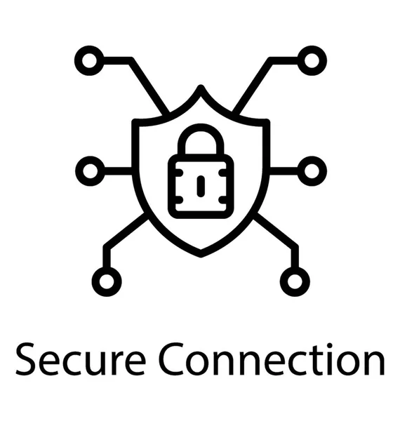 Gesichertes Netzwerksymbol Mit Sperrschlüssel Schützt Netzwerk Mit Diesem Netzwerksicherheitsleitungssymbol — Stockvektor