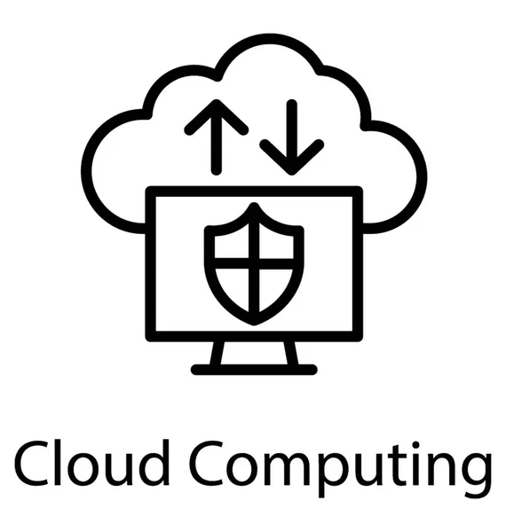 Monitor Bildschirm Mit Nach Oben Gerichteten Pfeilen Und Cloud Computing — Stockvektor