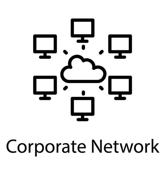 Een Wolk Computing Met Meerdere Computerschermen Bedrijfsnetwerk Pictogram — Stockvector