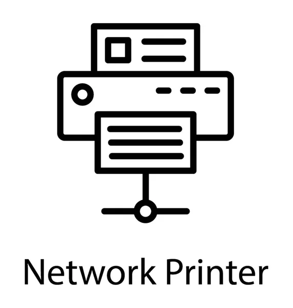 Ein Netzwerkdrucker Zeilenvektor Icon Design — Stockvektor