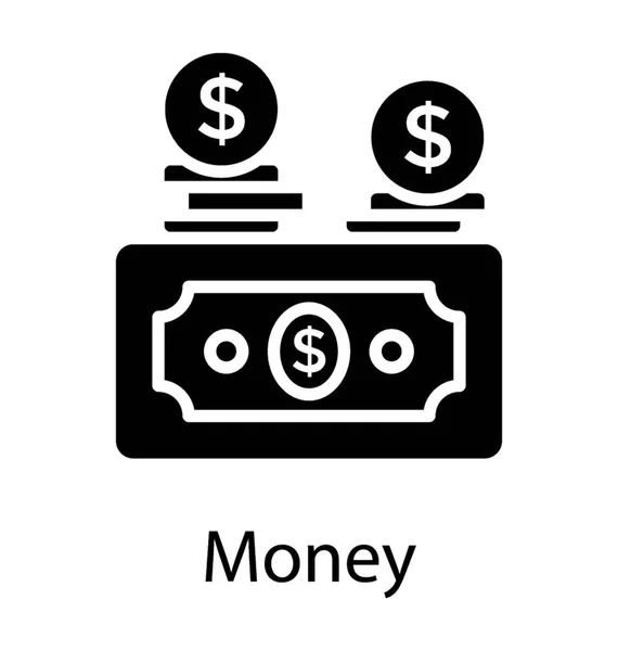 Paquet Pièces Dollars Avec Argent Comptant Indiquant Argent — Image vectorielle