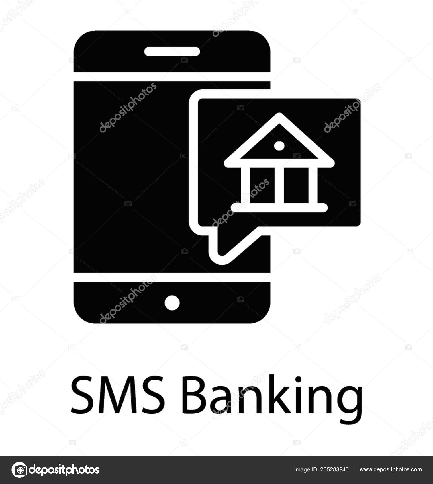 Структура Здания Банка Смартфоне Изображением Sms Банкинга.