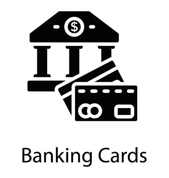 Ein Bankgebäude Mit Geldautomaten Und Kreditkarten Bankkarten — Stockvektor