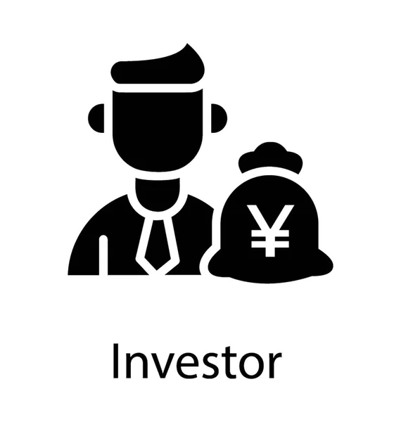 一个人的头像与货币包 投资者 — 图库矢量图片