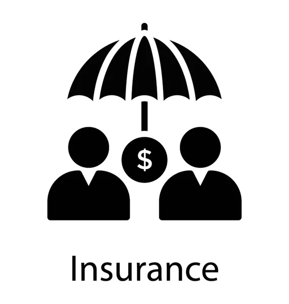 Dvě Osoby Stojící Zároveň Deštníkem Vrcholu Znak Dolaru Pojištění Ikonu — Stockový vektor