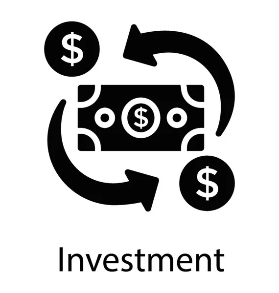Dinheiro Papel Com Moedas Dólar Setas Reversíveis Mostrando Processo Investimento — Vetor de Stock