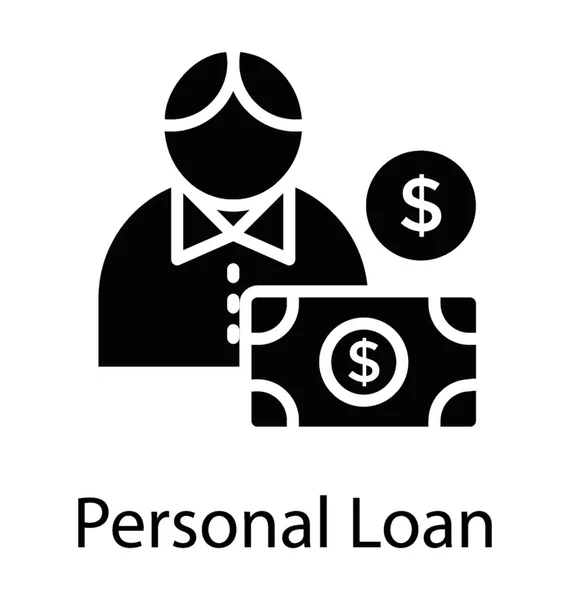 Person Dollar Sign Cash Personal Loan Icon — Stock Vector