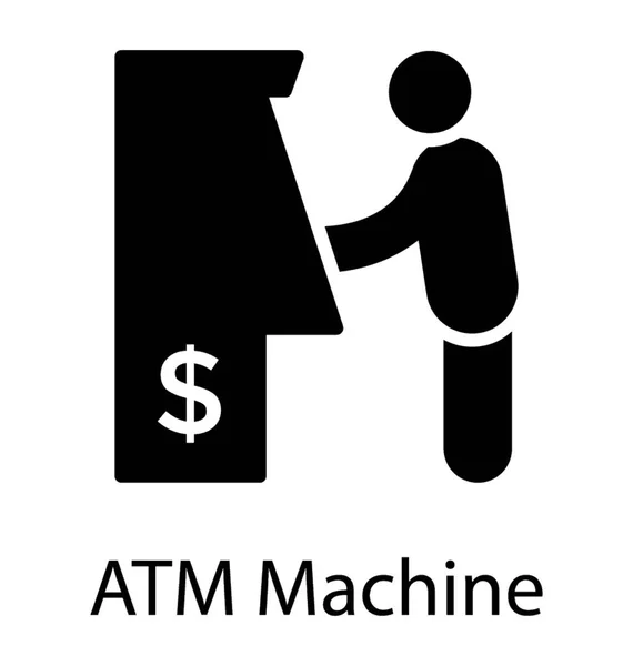 Uma Pessoa Frente Máquina Digital Fazendo Transação Cartão Retratando Atm — Vetor de Stock