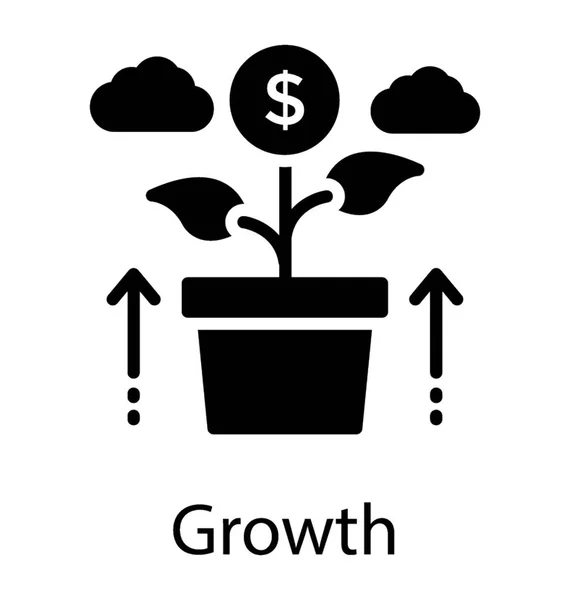 Uma Planta Crescente Com Dólares Nas Folhas Que Descrevem Crescimento — Vetor de Stock