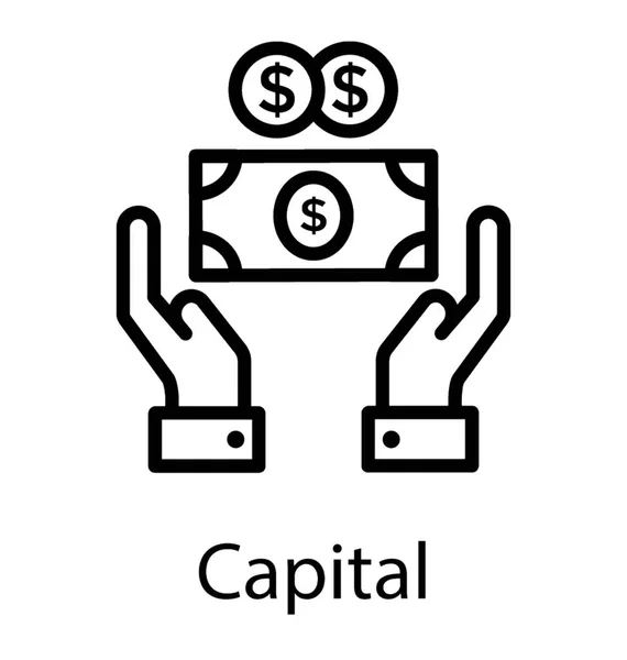 Mãos Segurando Lotes Moedas Dólar Dinheiro Denotando Capital Negócios — Vetor de Stock