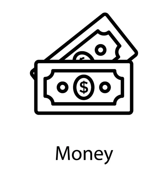 Ploché Malé Velikosti Papíru Znak Dolaru Peníze — Stockový vektor