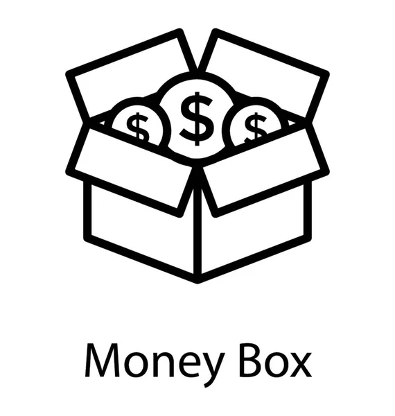 Uma Caixa Cobertura Quatro Lados Com Dólares Dentro Simbolizando Caixa — Vetor de Stock