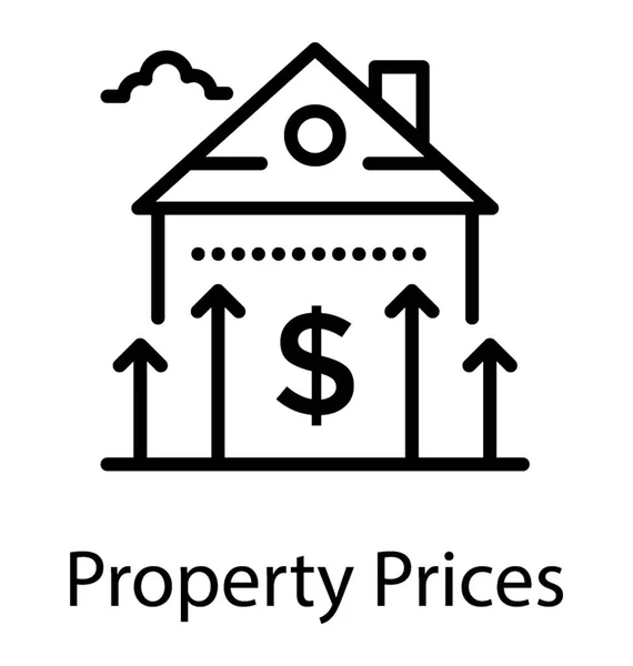 Gráfico Casa Ícone Com Sinal Dólar Preço Propriedade —  Vetores de Stock