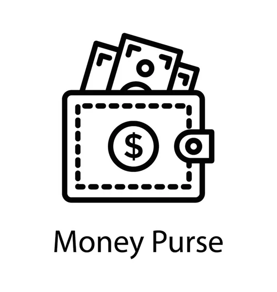 現金お金の財布の概念を作る内部を持つ小さな手帳 — ストックベクタ
