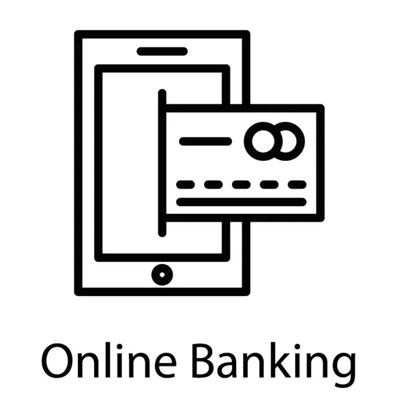 Smartphone Med Debet Kredit Kort Inuti Kännetecknar Internetbank — Stock vektor