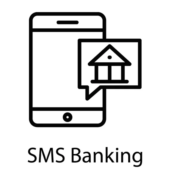 Struktur Des Bankgebäudes Auf Einem Smartphone Das Das Sms Banking — Stockvektor