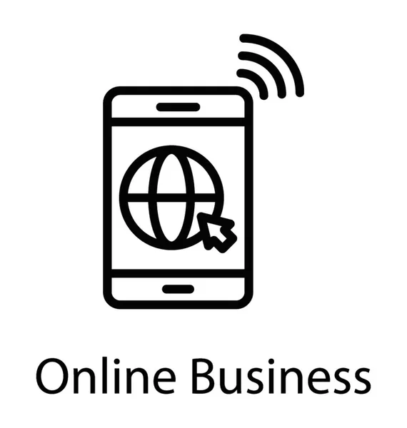 Uno Smartphone Con Globo Segnali Wifi Esso Business Online — Vettoriale Stock