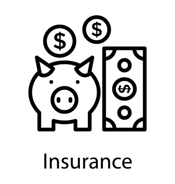 Ein Sparschwein Mit Münzen Und Papiergeld Darstellung Versicherung Finanzen Versicherung — Stockvektor