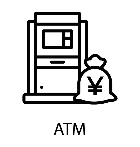 Digital Money Dispensing Machine Currency Sack Side Denoting Atm Concept — Stock Vector