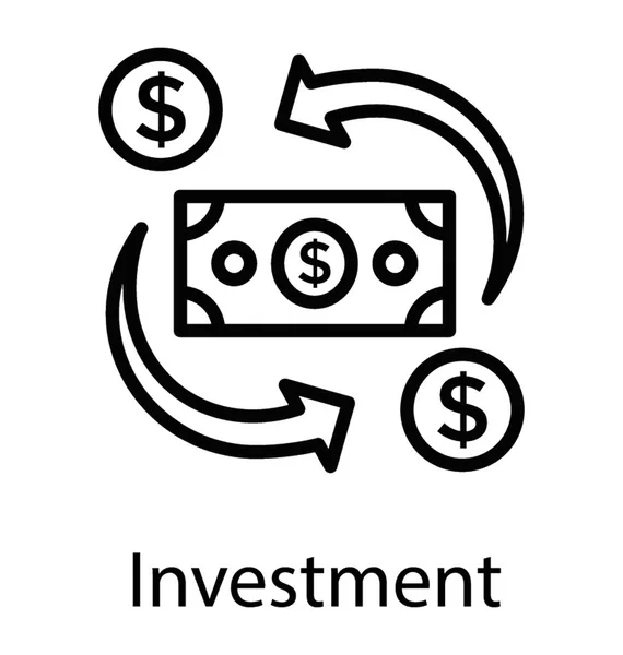 Dinheiro Papel Com Moedas Dólar Setas Reversíveis Mostrando Processo Investimento — Vetor de Stock