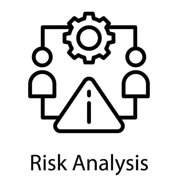 Two Persons Gear Risk Sign Circle Making Network Symbolizing Concept — Stock Vector