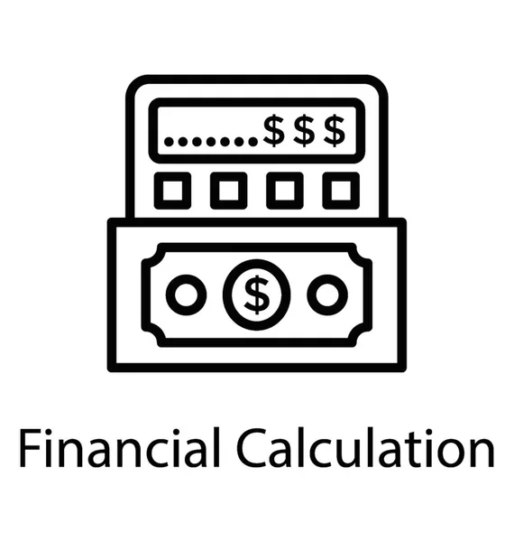 Een Rekenmachine Met Dollar Cash Karakteriseren Van Financiële Berekening — Stockvector