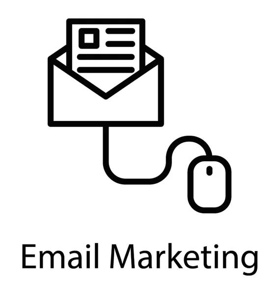 Una Carpeta Sobres Adjunta Con Ratón Que Representa Email Marketing — Vector de stock