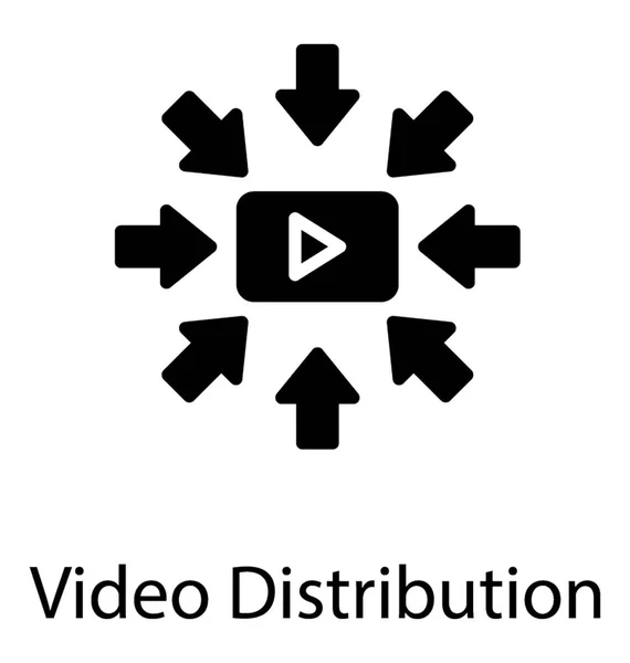 Flèches Vers Intérieur Sur Panneau Lecture Représentant Distribution Vidéo — Image vectorielle