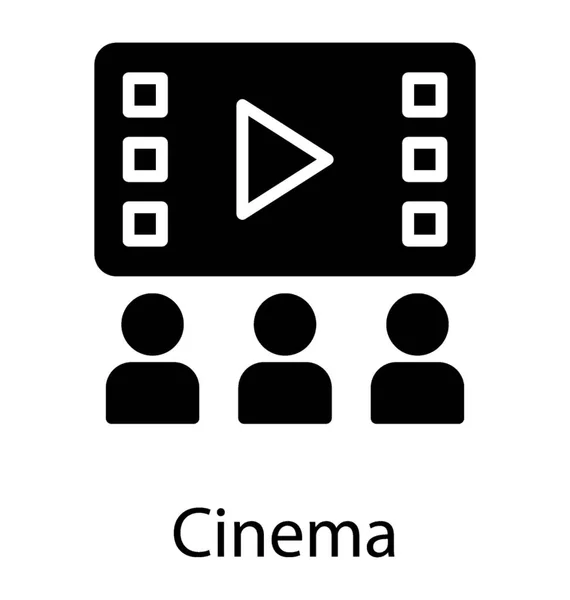 Grupo Membros Sentados Forma Organizada Com Vídeo Gráfico Frente Cinema — Vetor de Stock