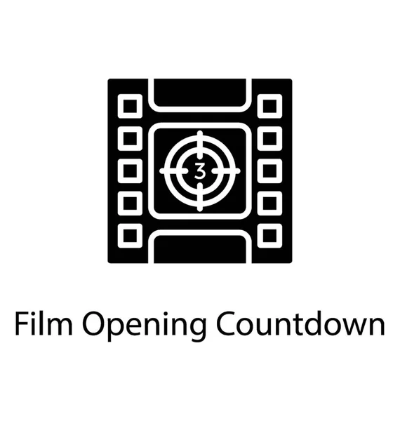 Focal Doel Afbeelding Een Scherm Met Filmrol Film Opening Countdown — Stockvector