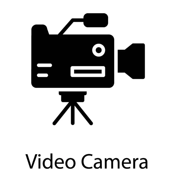 Eine Professionelle Videorecorder Kamera Mit Objektiv Und Stativ — Stockvektor