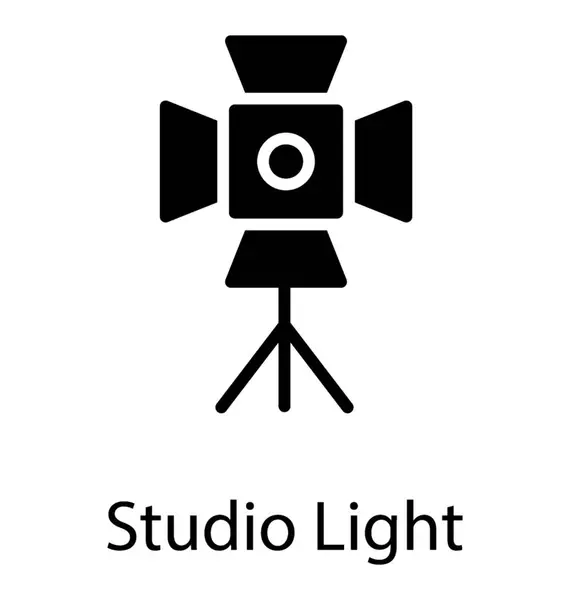 一个立场与四侧灯泡在硬结构显示工作室灯 — 图库矢量图片
