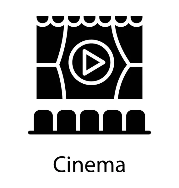 Экран Занавесках Стульями Установленными Перед Кинотеатром — стоковый вектор