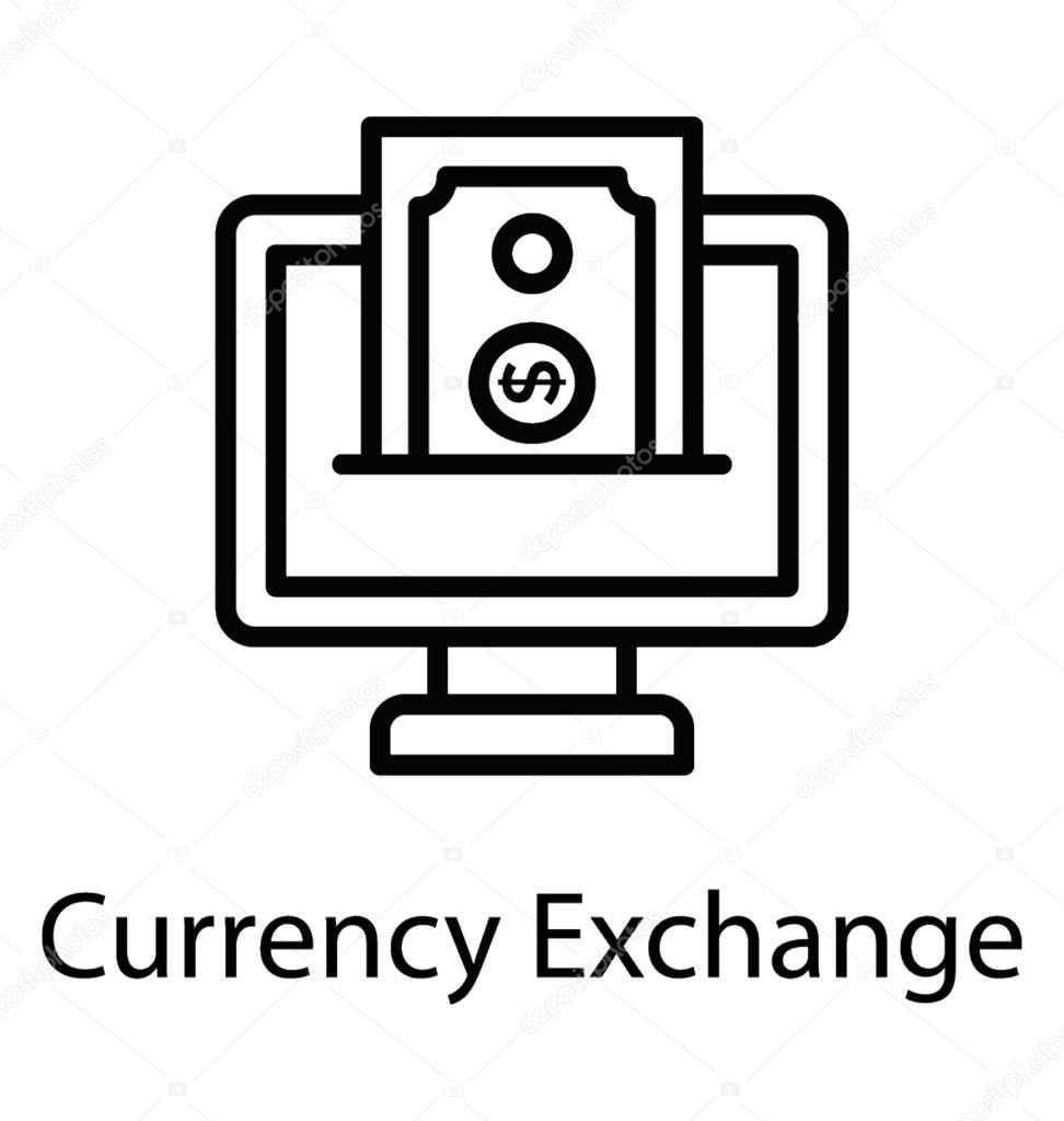 A computer screen showing the dollar money emerging from it, denting the concept of currency exchange 